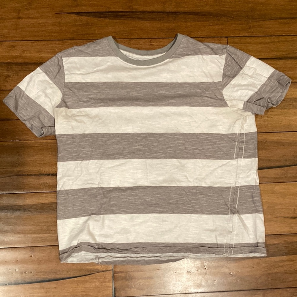 Men’s Grey and White Striped Tee